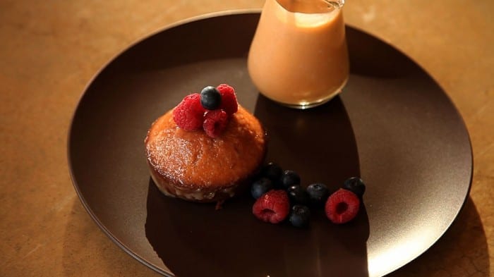 Malva Pudding with Amarula Creme Anglaise on side 700x393